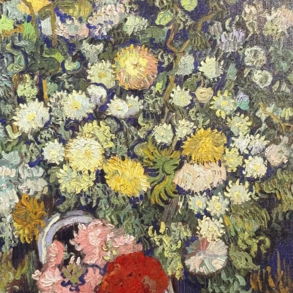 Van Gogh Reproduction Bouquet of Flowers in a Vase Gold Frame Wall Art Vintage
